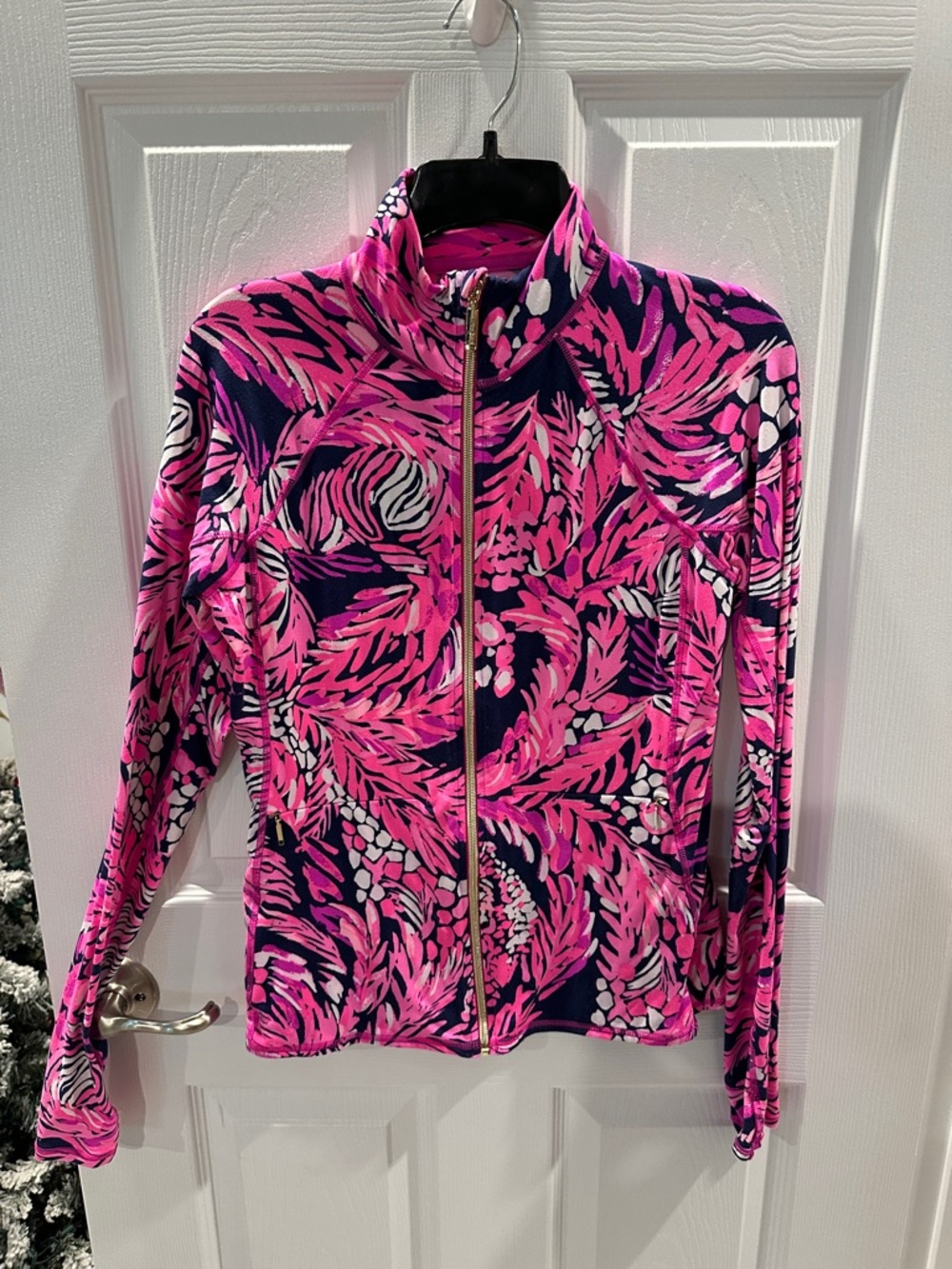 Lily Pulitzer Pink & Navy Printed Full-Zip Jacket